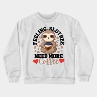 Feeling Slothee Need More Coffee Funny Sloth Love Caffeine Crewneck Sweatshirt